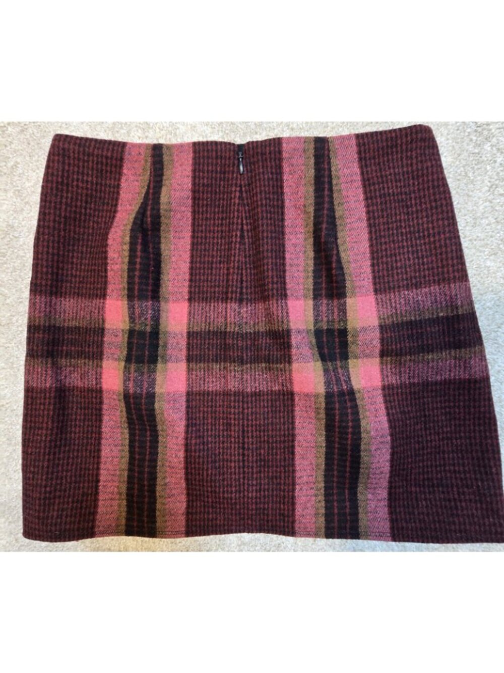 Gap Wool Blend Mini Skirt Pink & Burgundy Plaid Preppy Academia Women's Size 2 - Picture 6 of 8